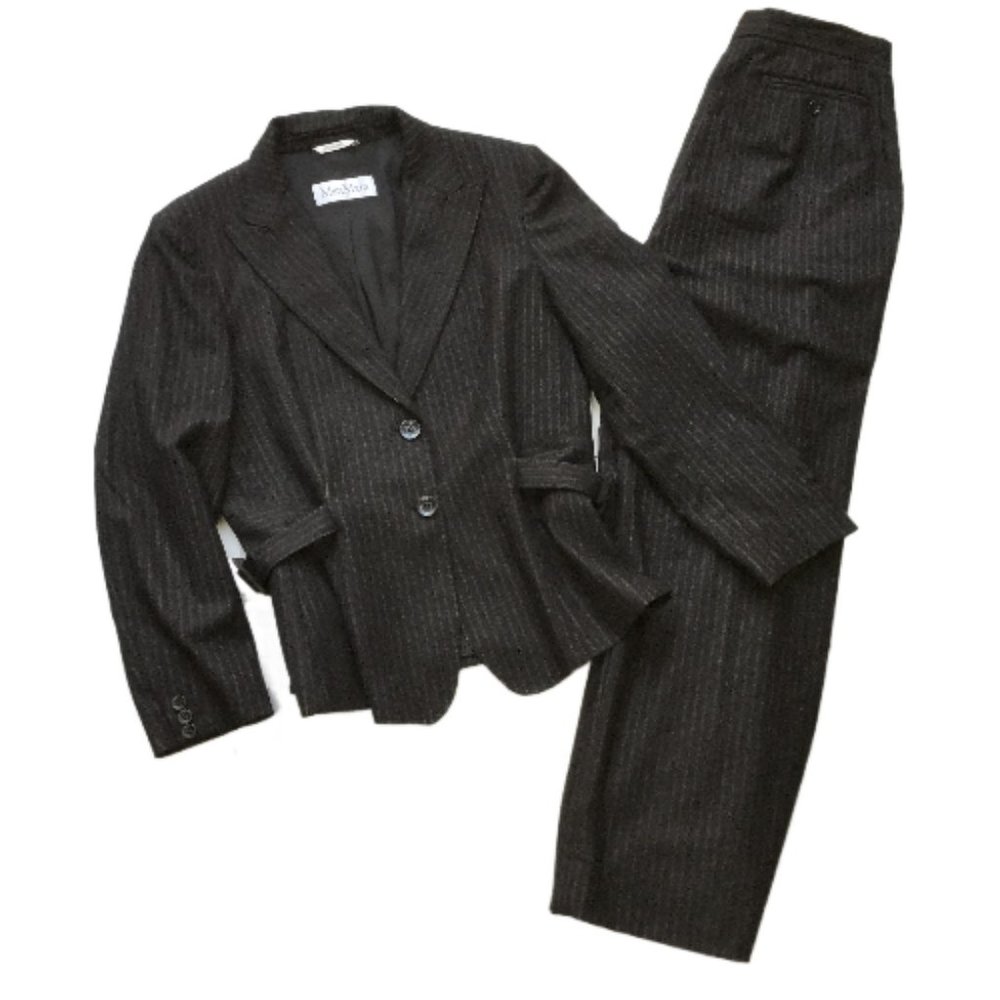 Max Mara Black Pinstripe Blazer (42) and Pant (40)